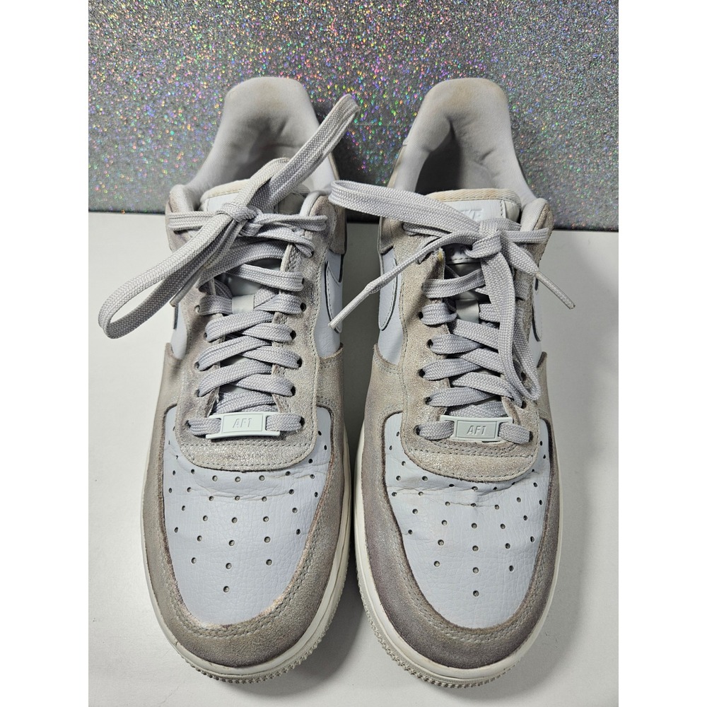 Nike Air Force 1 '07 Low White Silver‎ Suede Leather Sneakers 616725-011 Mens 10 - Picture 3 of 7